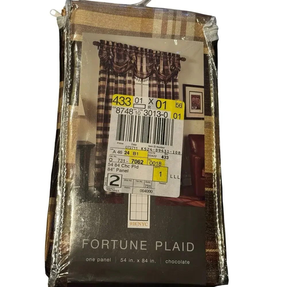 Fortune Plaid Curtain Panels Lot of 2 54x84 Chocolate Brown JCPenney Rustic‎